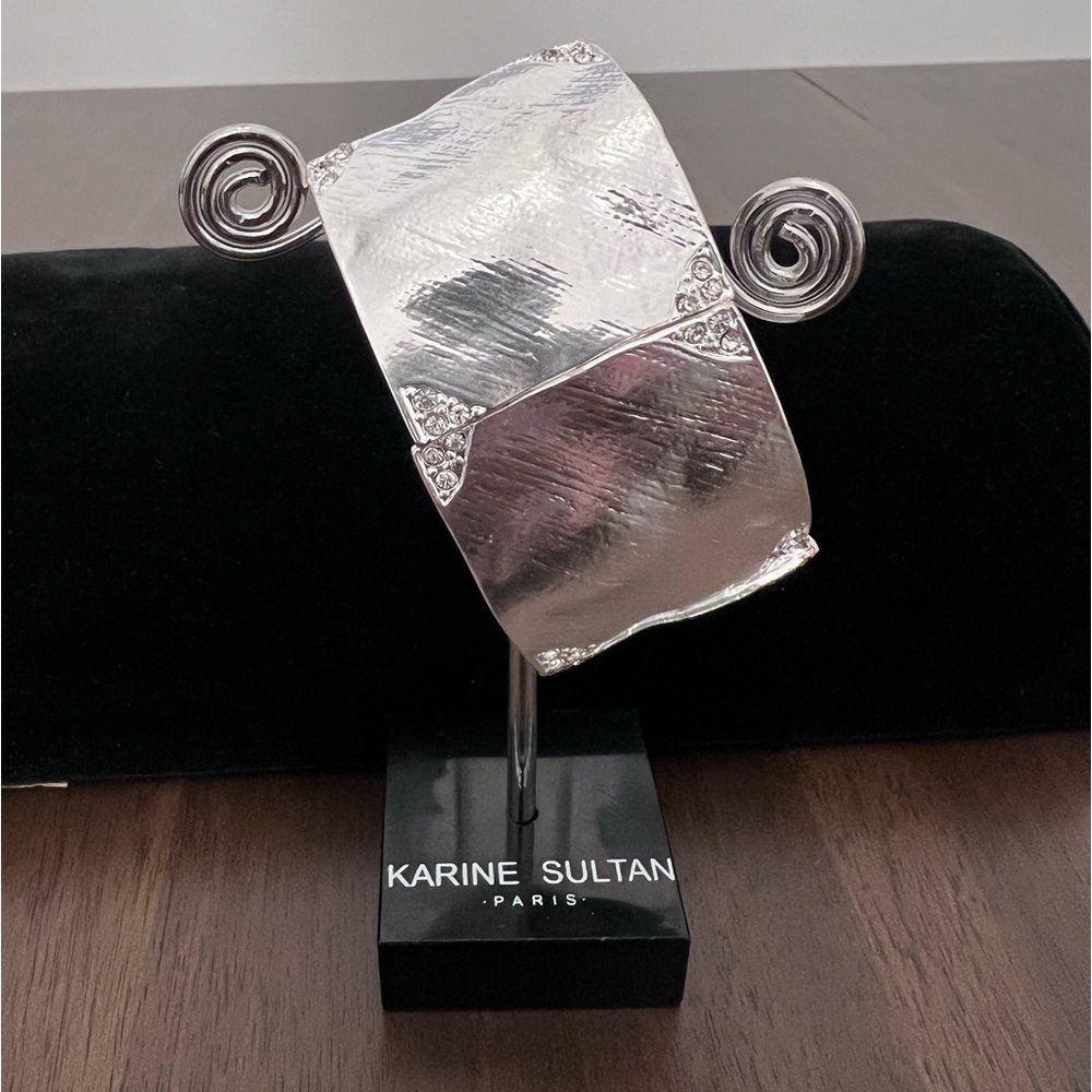Karine Sultan stretch cubic zirconia and sterling silver overlay pewter